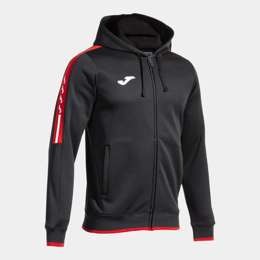 CHAQUETA CON CAPUCHA OLIMPIADA NEGRO ROJO - ALBORAYA UD